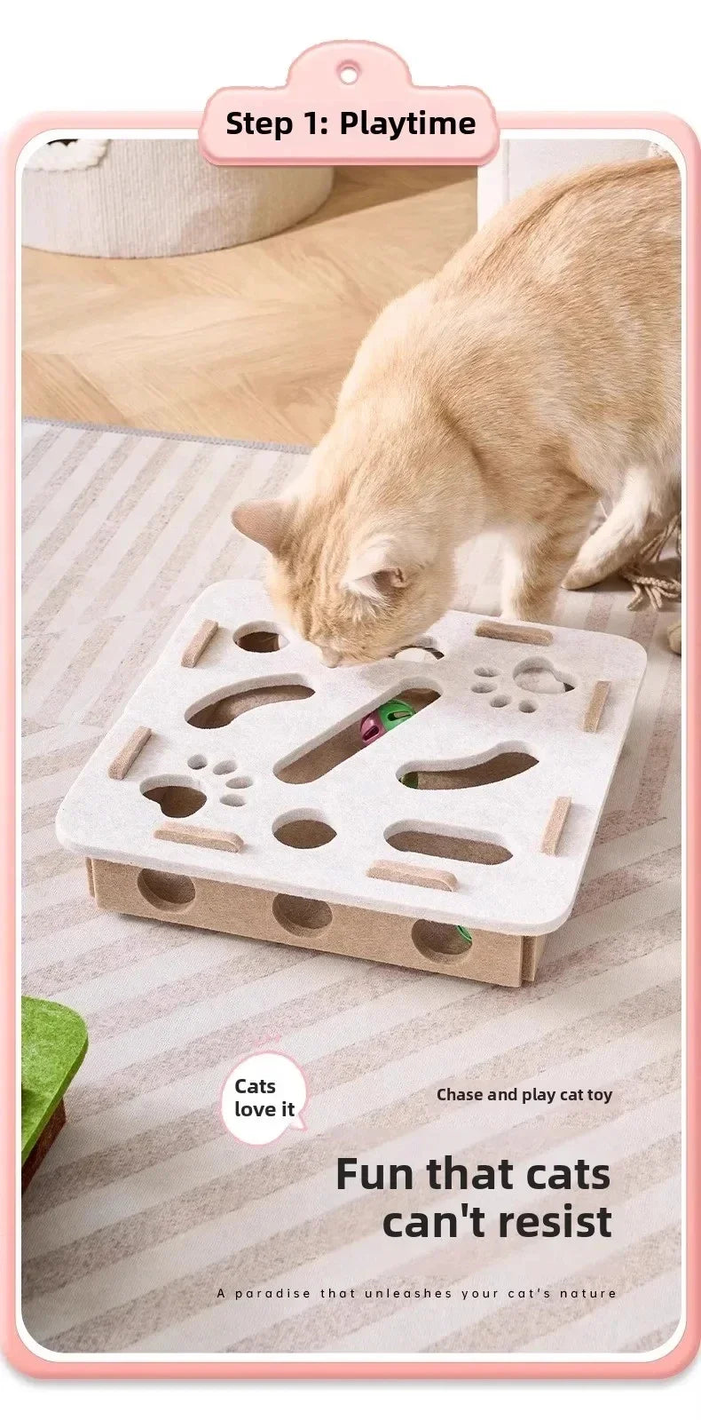 Cat PUzzle Toy Felt PUzzle Box Cat Exercise Toy with Ball Indoor