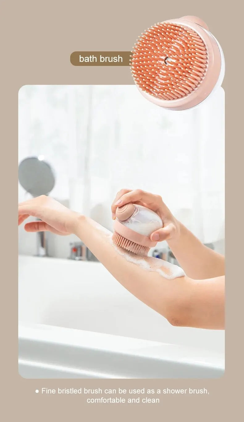 Pet Bath Brush Soft Silicone with Shampoo Dispenser Gentle Massage