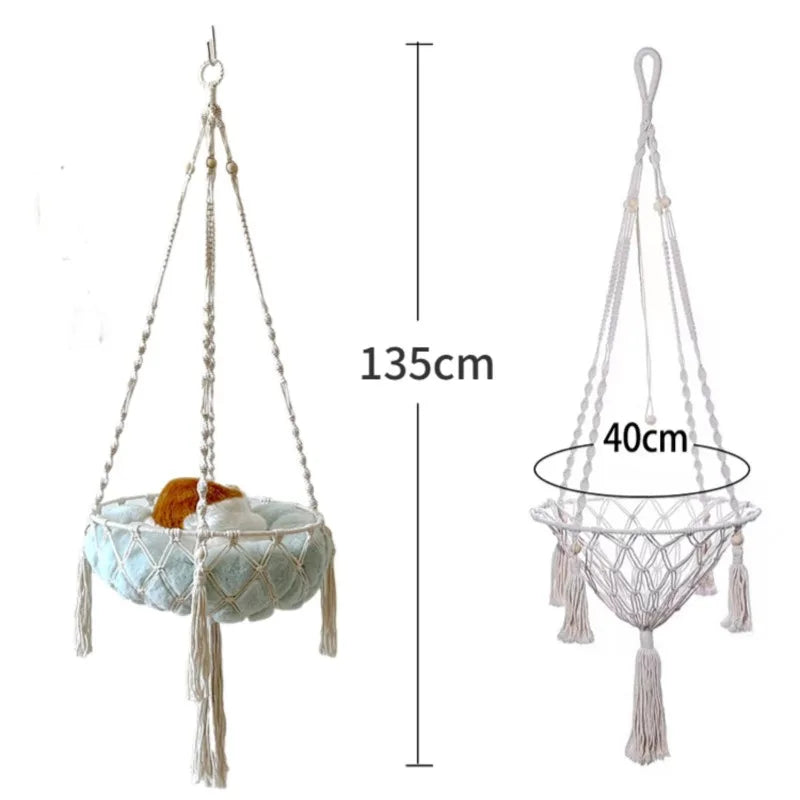 Winter Pet Hammock Cat Swing Hand Woven Cotton Rope Cats Hanging
