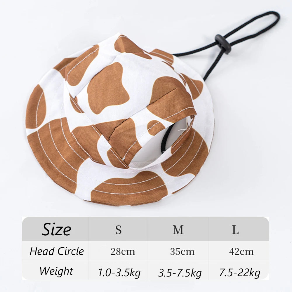 Pet Bucket Hat Summer Sun Cap Adjustable for Small Medium Dogs