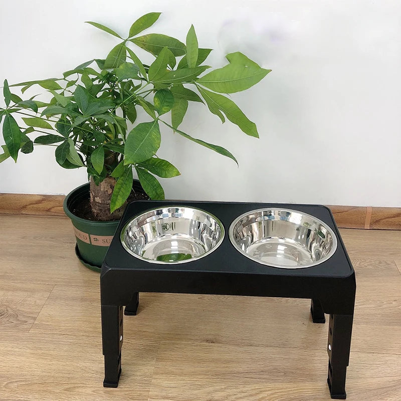 Booteely Elevated Dog Feeder Bowls Adjustable Raised Stand with