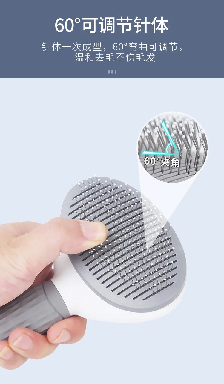 Self-Cleaning Pet Slicker Brush One-Click Cat Dog Hair Remover