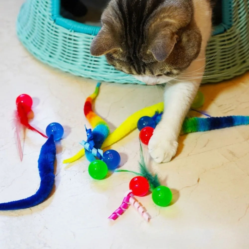 Cat Interactive Toy Tickle Cat Colorful Bouncing Ball
