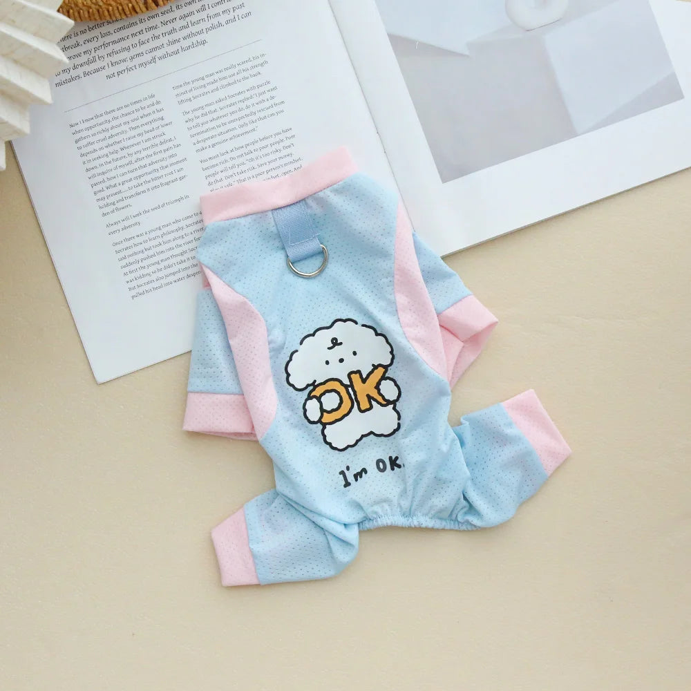 Pet Cool Breathable Cool Clothes Cat and Dog Ice Silk Cooling Four