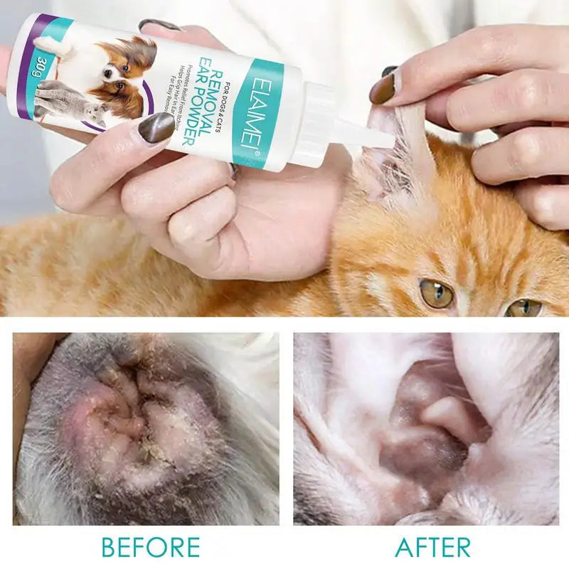 Pet Ear Powder Painless Hair Removal Powder Pet Health Care For Dogs Cats Pet Ear Health Care Easy to Remove Ear Hair