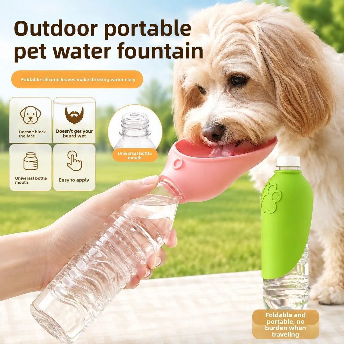 Portable Pet Outdoor Drinking Water Cup Dog Silicone Foldable Leaf