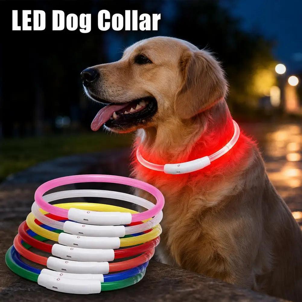 Luminous Pet Dog Collar Waterproof LED Dog Collar Rechargeable