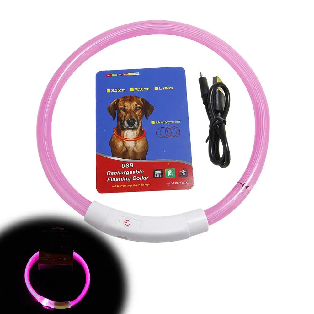 Luminous Pet Dog Collar Waterproof LED Dog Collar Rechargeable