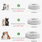 Soft Pet Cat Bed Pad Plush Warm Faux Fur Dog Calm Bed Donut Round