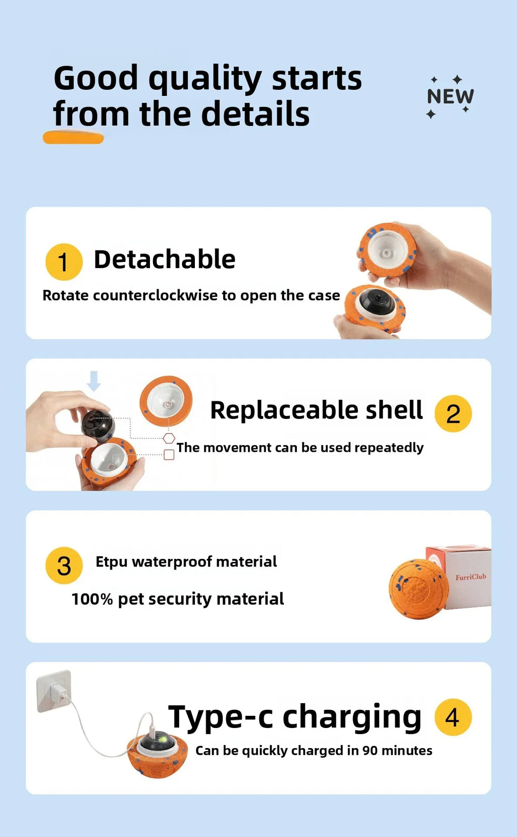 Etpu Dog Bite-Resistant Ball Round Electric Non-Toxic Molar Ball