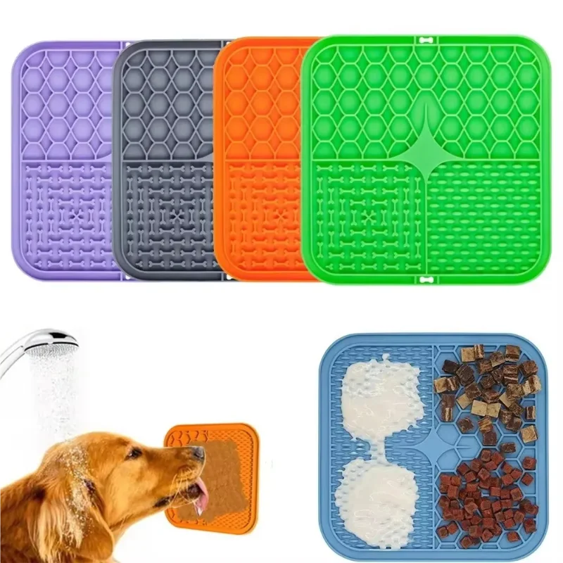 Pet Lick Silicone Mat Dogs Pet Slow Food Plate for Dog Bathing