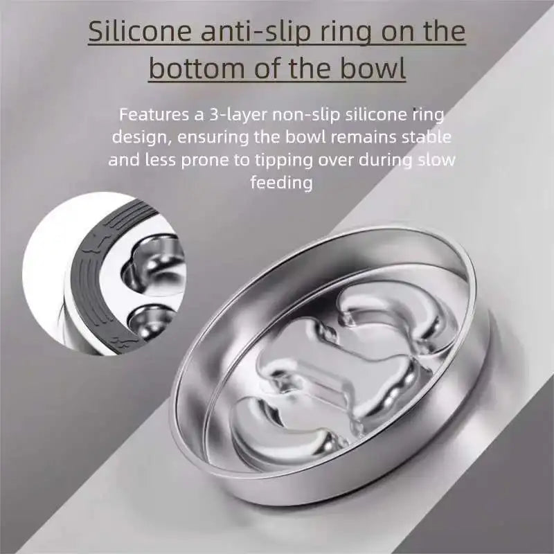 PUzzle Bowl Slow Feeder for Dogs, Stainless Steel Anti-Choking