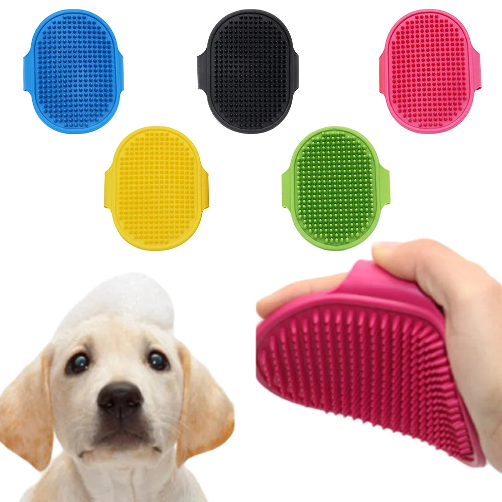 Pet Grooming Brush for Bath Massage, Silicone Bristle Deshedding