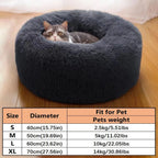Soft Pet Cat Bed Pad Plush Warm Faux Fur Dog Calm Bed Donut Round
