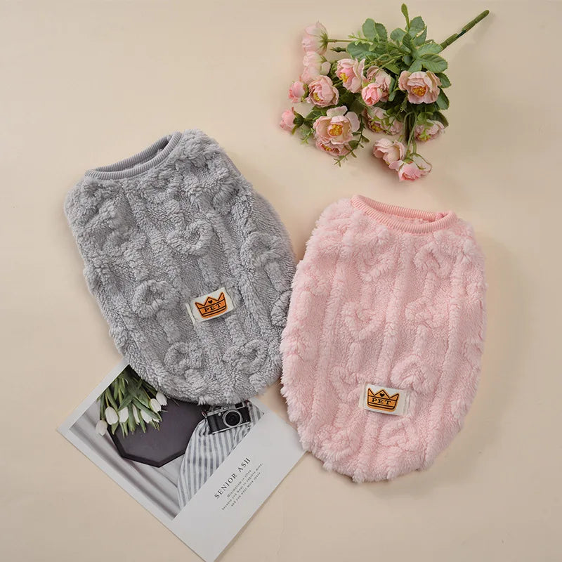 Warm Fleece Dog Jacket Autumn Winter Pet Sweatshirt Soft PUppy