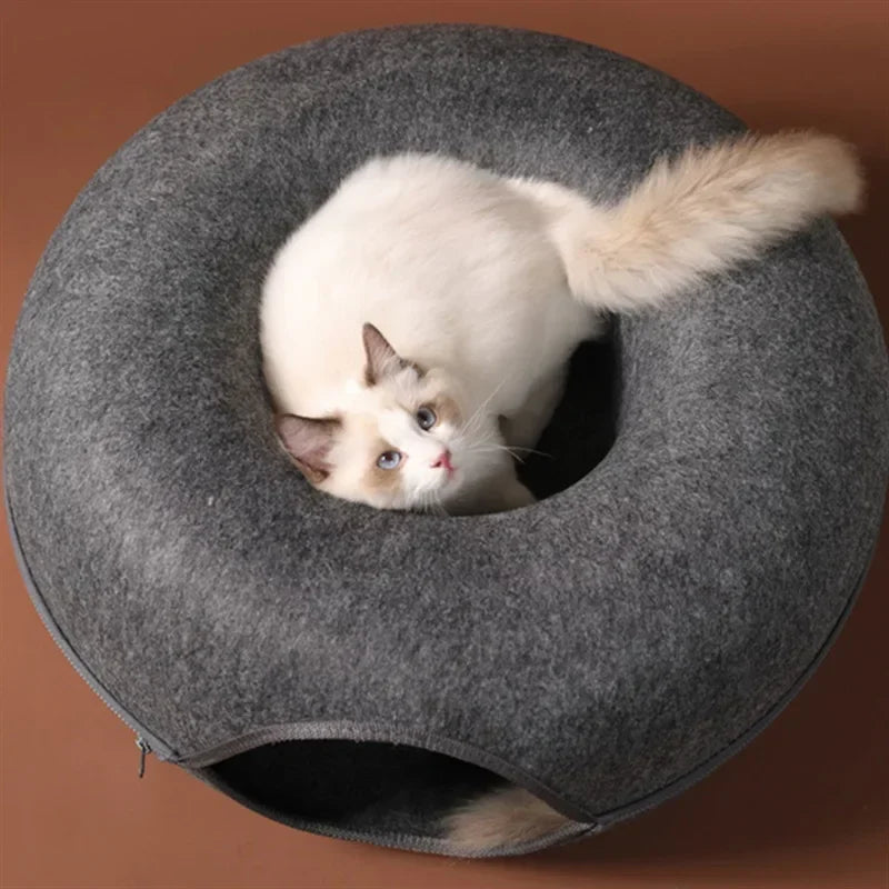 Felt Donut Bed for Cats House with Breather Hole Dog Bed
