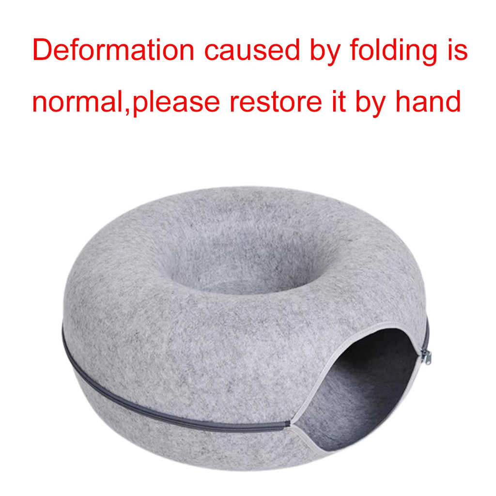 Felt Donut Bed for Cats House with Breather Hole Dog Bed