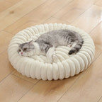 Warm Round Donut Cat Bed Ultra Soft Plush Pet Nest Cozy Deep Sleep