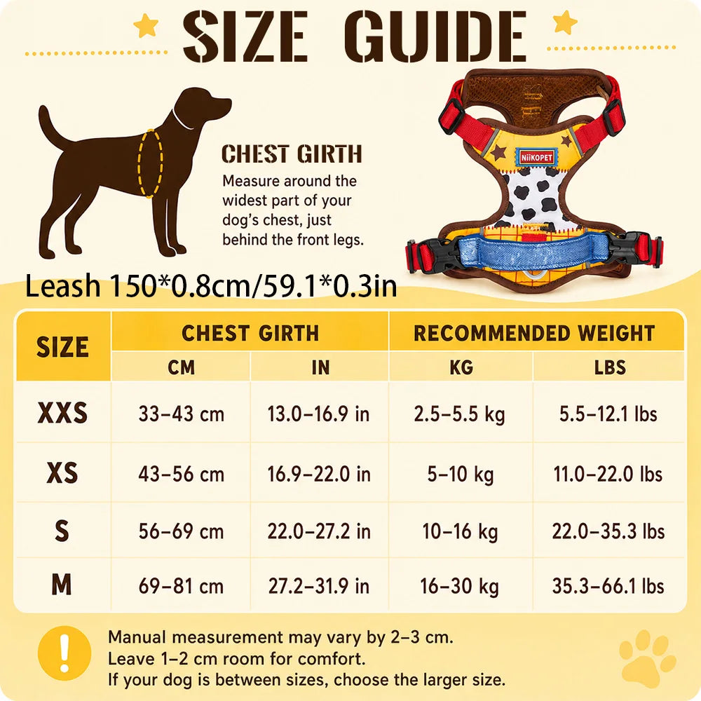Comfortable Breathable Mesh-Lined Printed Pet Harness with