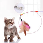 Funny Cat Toy Steel Wire Long Pole Feather Rotating Fishing Stick