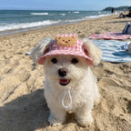 Breathable Pet Bucket Hat Adjustable Plaid Print Dog Sunshade Hat