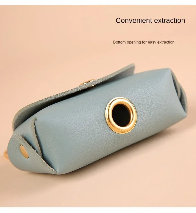 Faux Leather Portable Waste Bag Dispenser