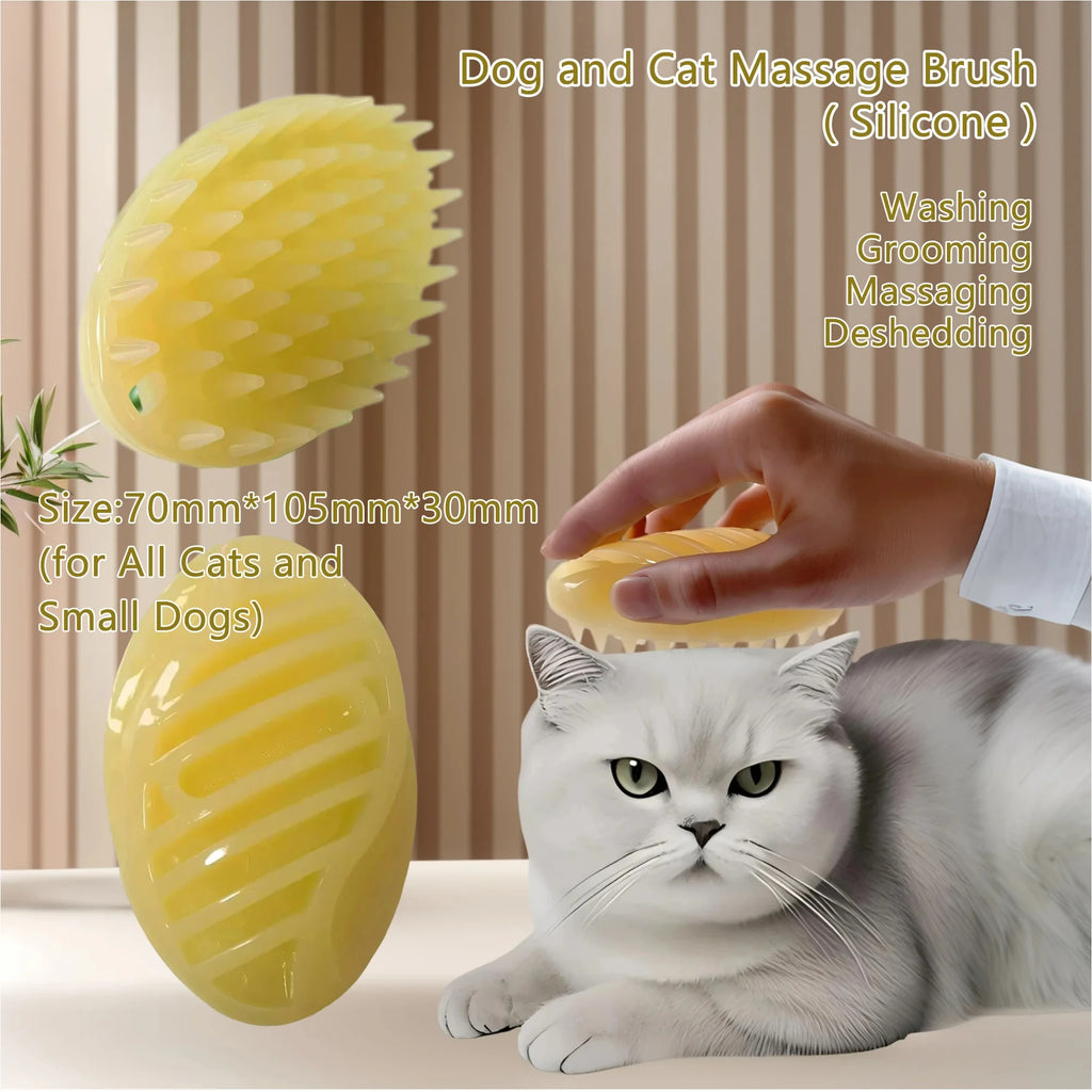 Soft Gentle Silicone Bristles Dog Cat Massage Brush Combs Cleaner