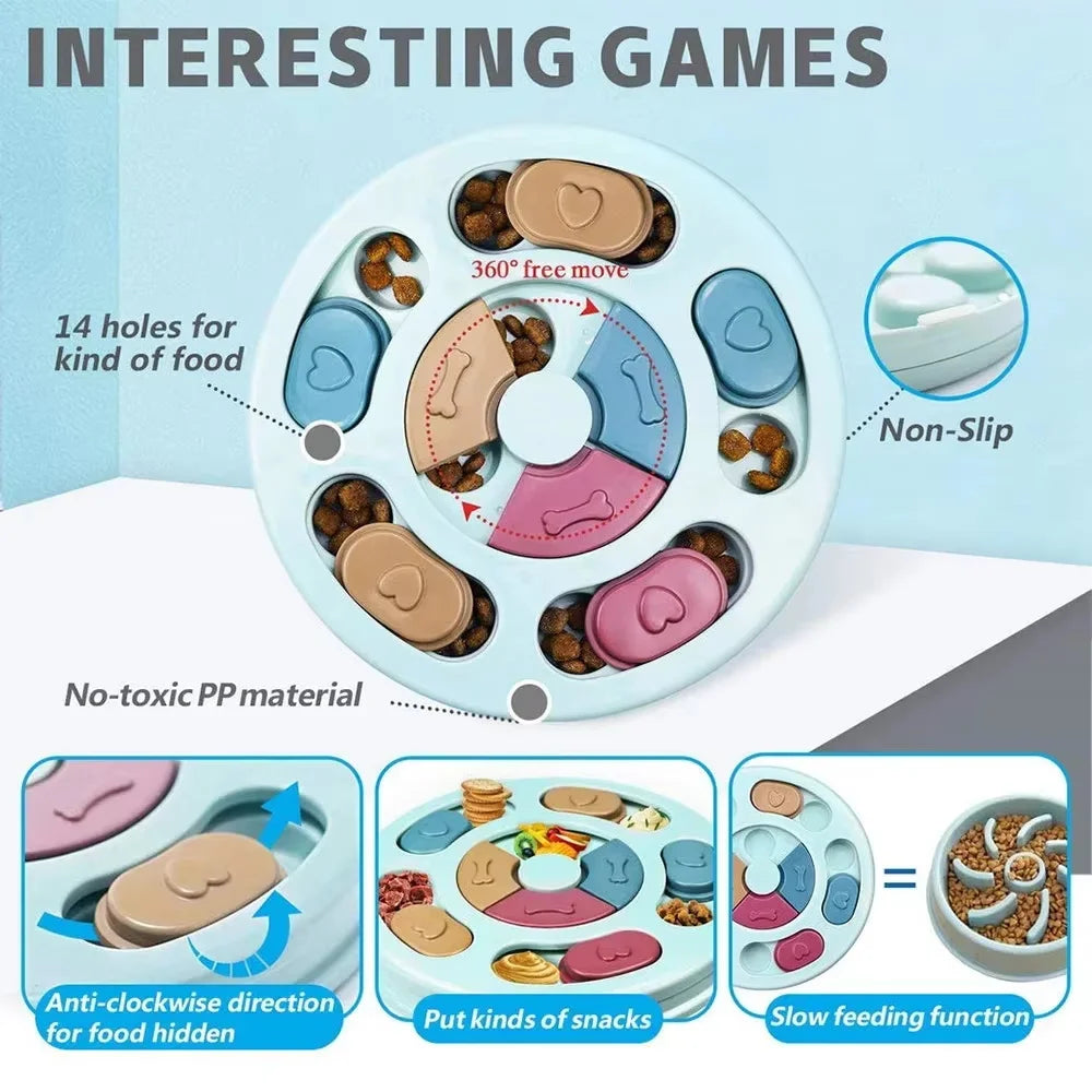Pet Feeder Dog Slow Food Bowl PUzzle Interactive Toy Increase Iq