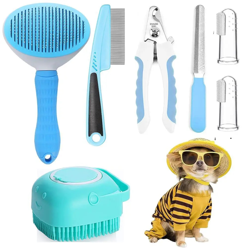 Combo Set Cat Brush Beauty Kit with Pet Nail Clippers and Files