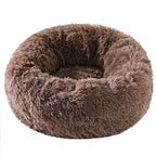 Soft Pet Cat Bed Pad Plush Warm Faux Fur Dog Calm Bed Donut Round