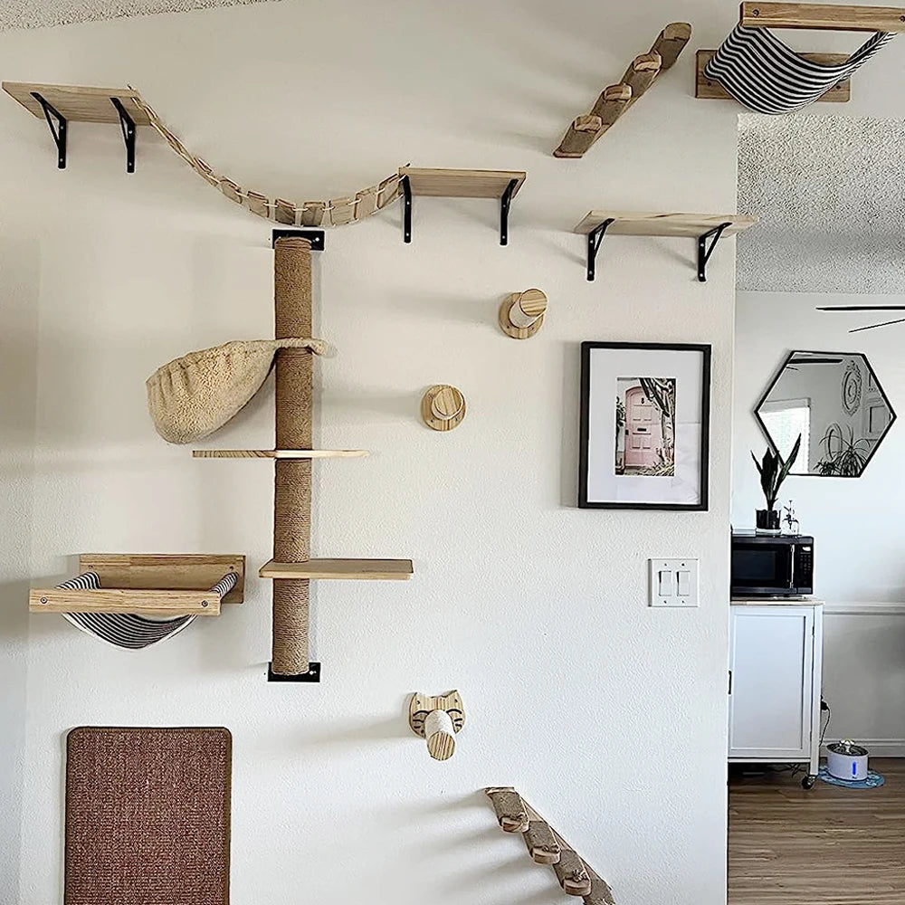 Diy Cat Wall Climbing Shelves Hammock Scratching Post Scratcher