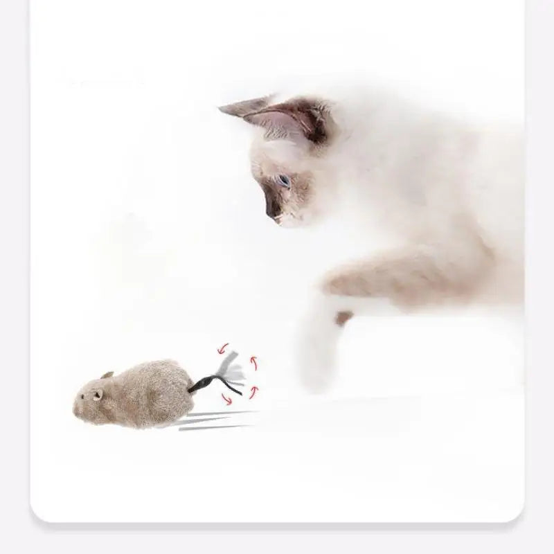 Lifelike Plush Running Mouse Toy for Cats
