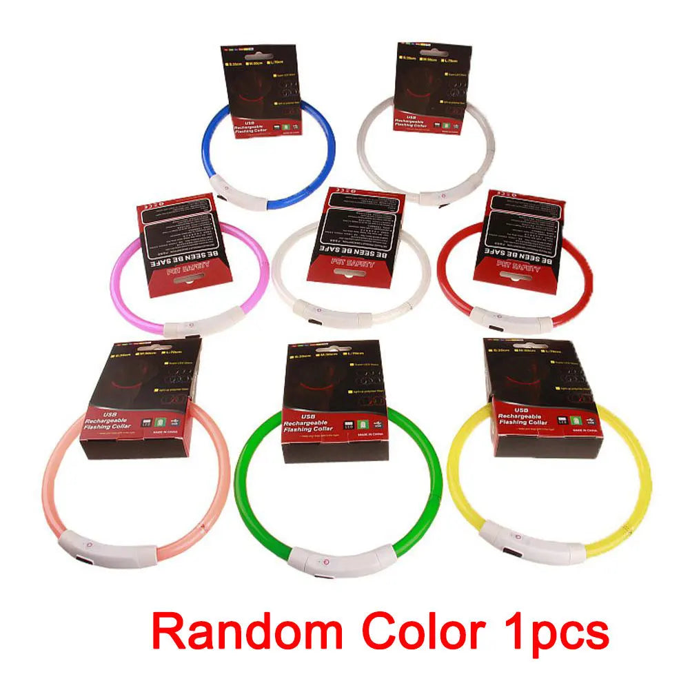 Luminous Pet Dog Collar Waterproof LED Dog Collar Rechargeable