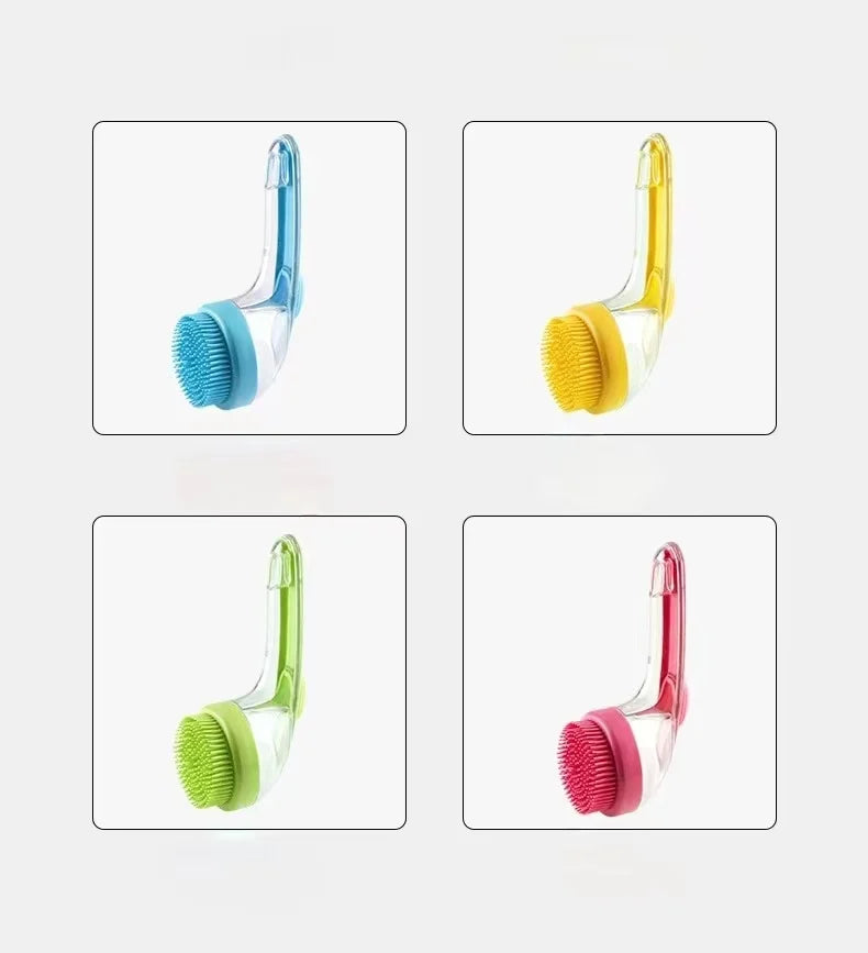 Pet Bath Brush Soft Silicone Long Handle with Shampoo Dispenser