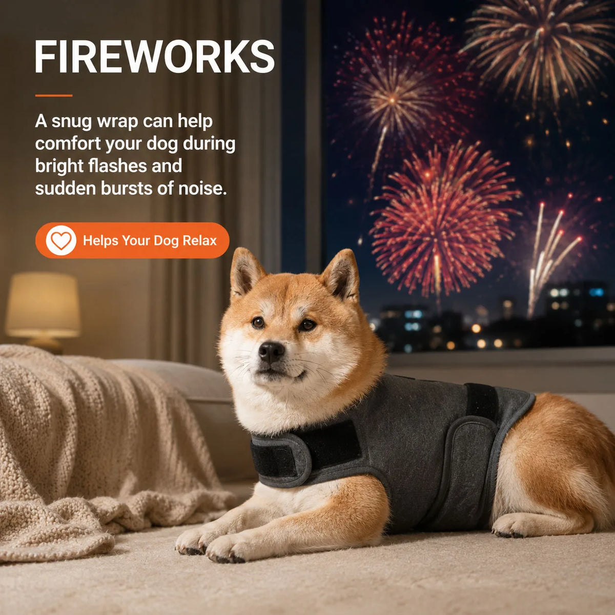 Dog Anxiety Vest Calming Wrap Adjustable Hook And Loop Soft Cotton