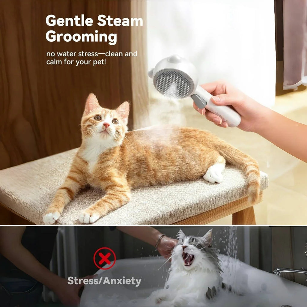 Steam Cat Brush Pro Waterproof Rechargeable Self-Cleaning Pet