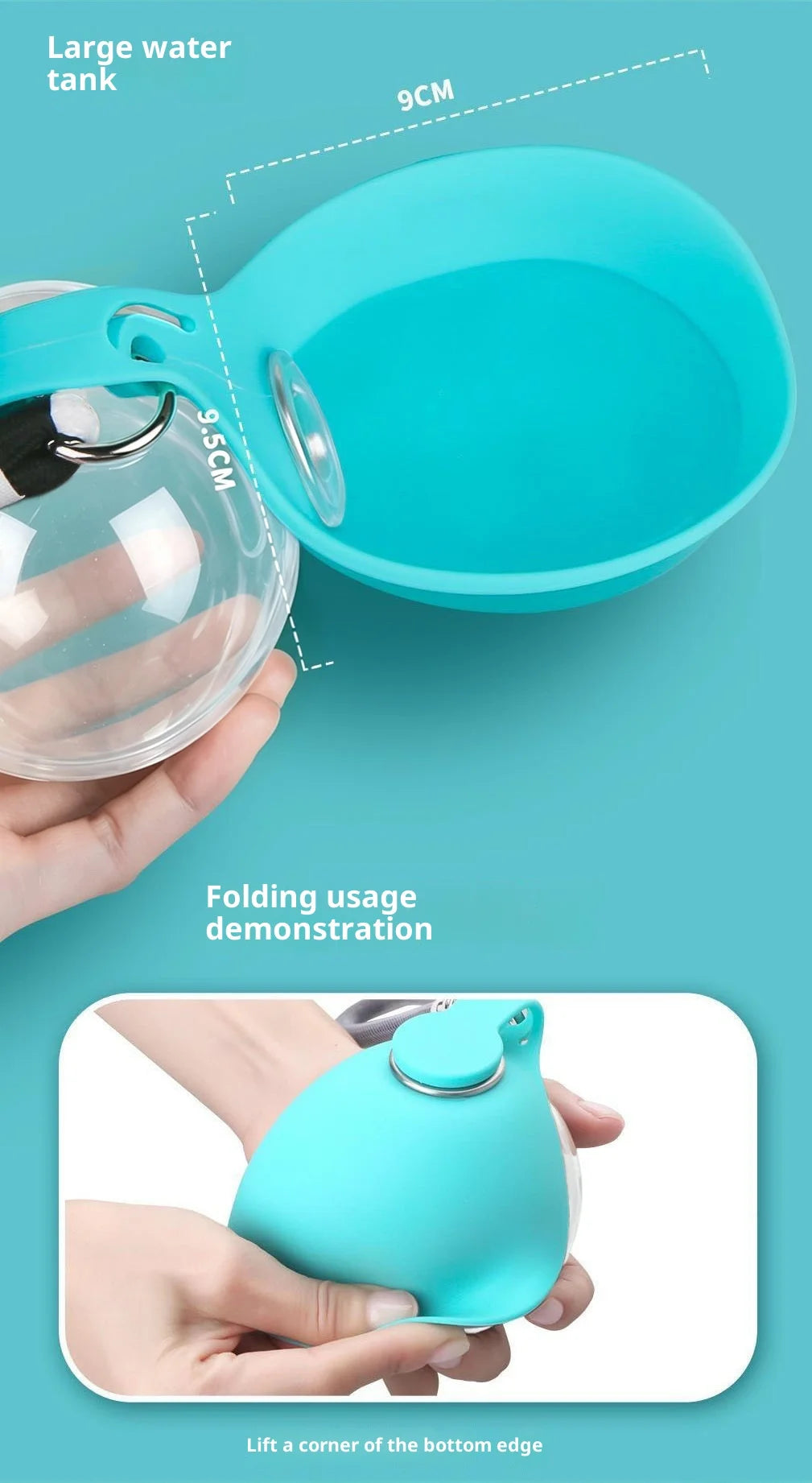 2-In-1 Portable Dog Water Bottle Foldable Silicone Dog Bowl