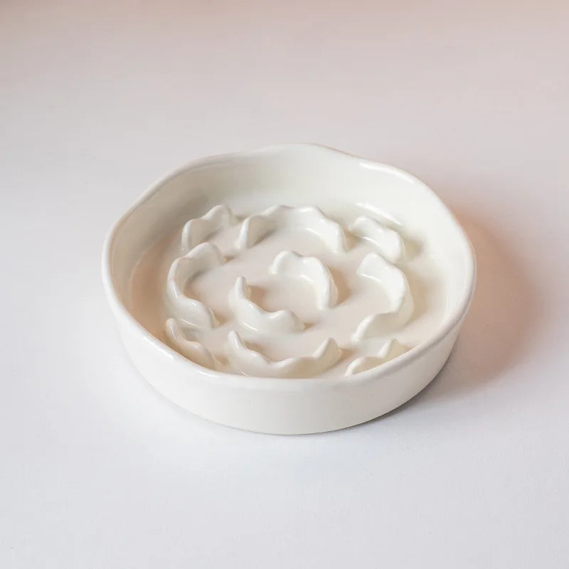 Ceramic Slow Food Bowl,Neck Protection Bowl Not Easy to Knock Over