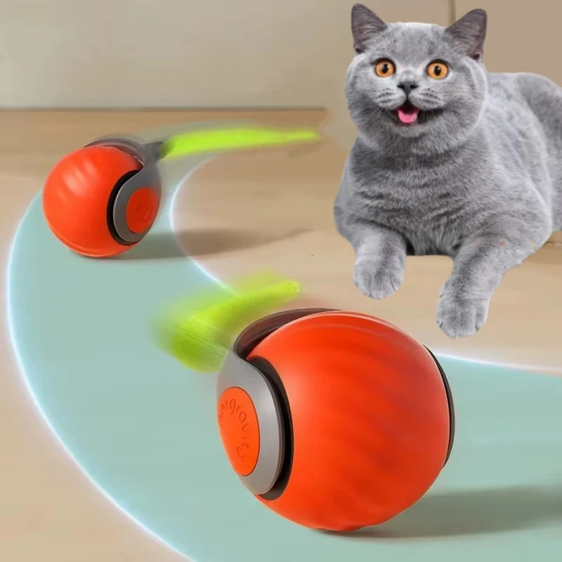 Cat Interactive Ball Toys Automatic Rolling Ball Faux Tail