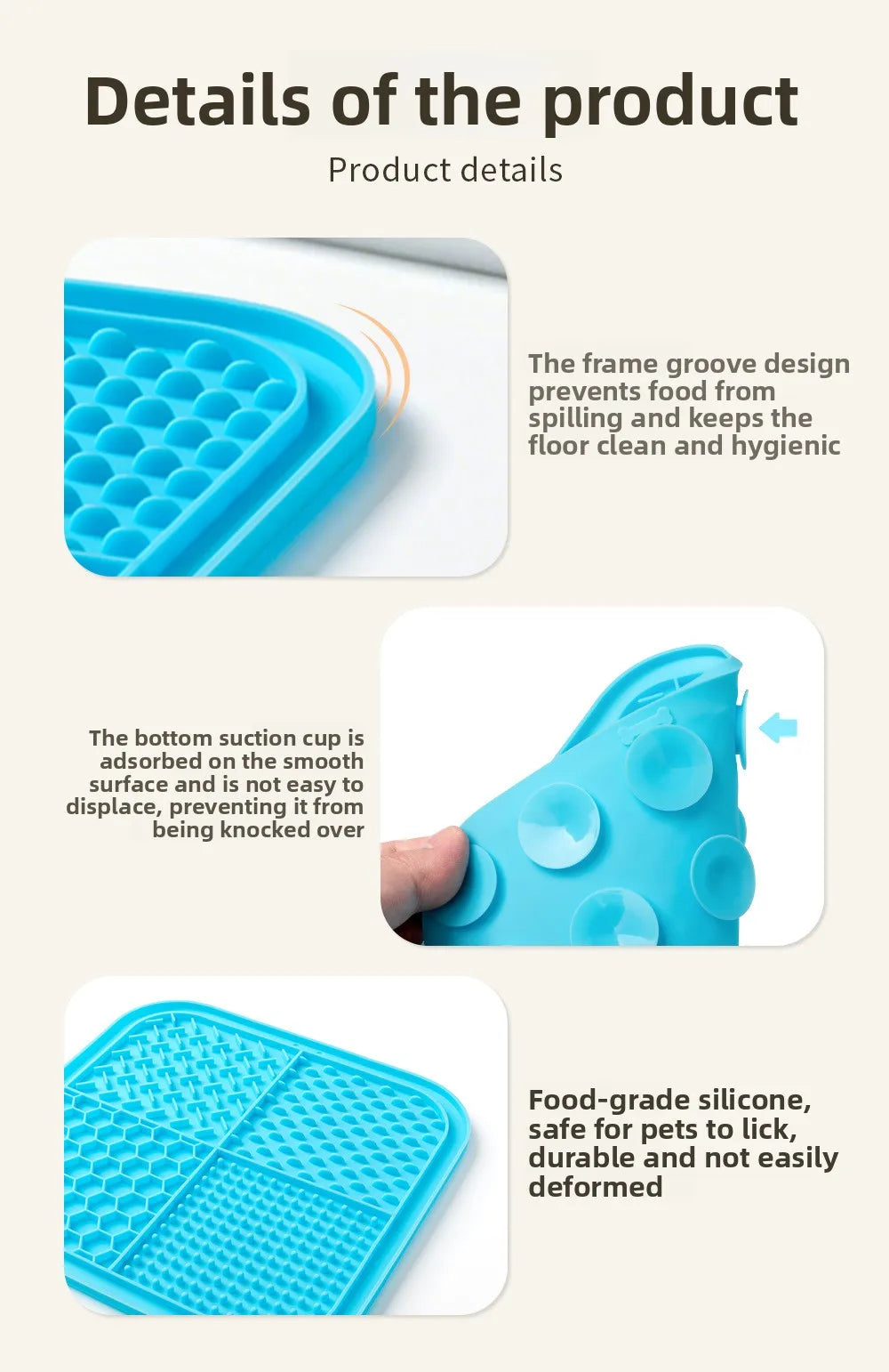 Pets Silicone Lick Mat for Dogs Cats Slow Food Plate Suction Cups