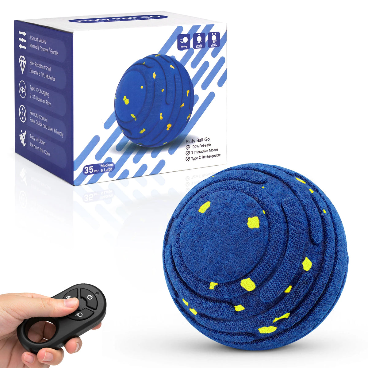 Smart Interactive Dog Toy, Indestructible E-Tpu Toy Ball For