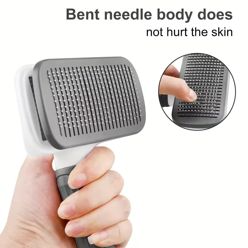 Self-Cleaning Pet Brush,One-Click Hair Removal, Round Tip Slicker