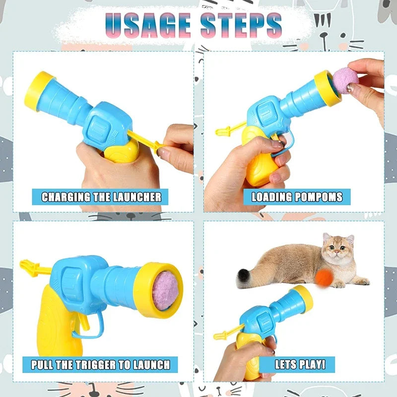 Creative Mini Shooting Gun Cat Toy Interactive Launch Training