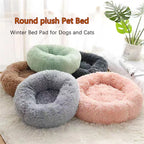 Soft Pet Cat Bed Pad Plush Warm Faux Fur Dog Calm Bed Donut Round