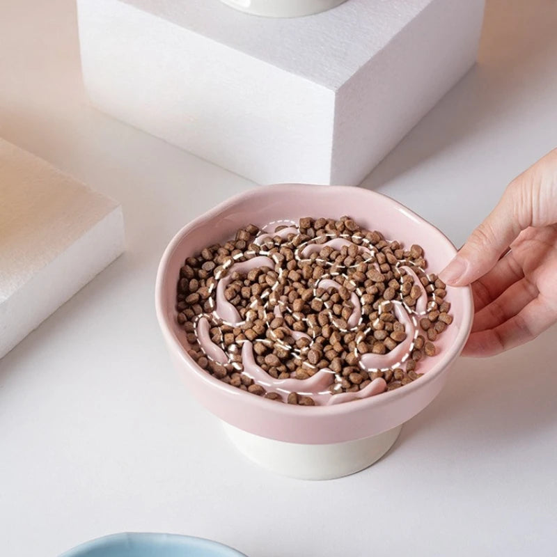 Ceramic Slow Food Bowl,Neck Protection Bowl Not Easy to Knock Over