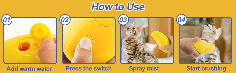 Cat Steam Brush 3 in 1 Dog Steamy Brush Cleanser Silicone Massage