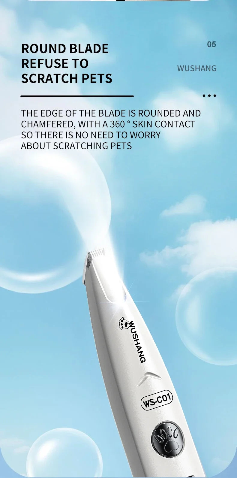 Pet Dog Electric Groomer Trimmer with LED Light Waterproof Pet