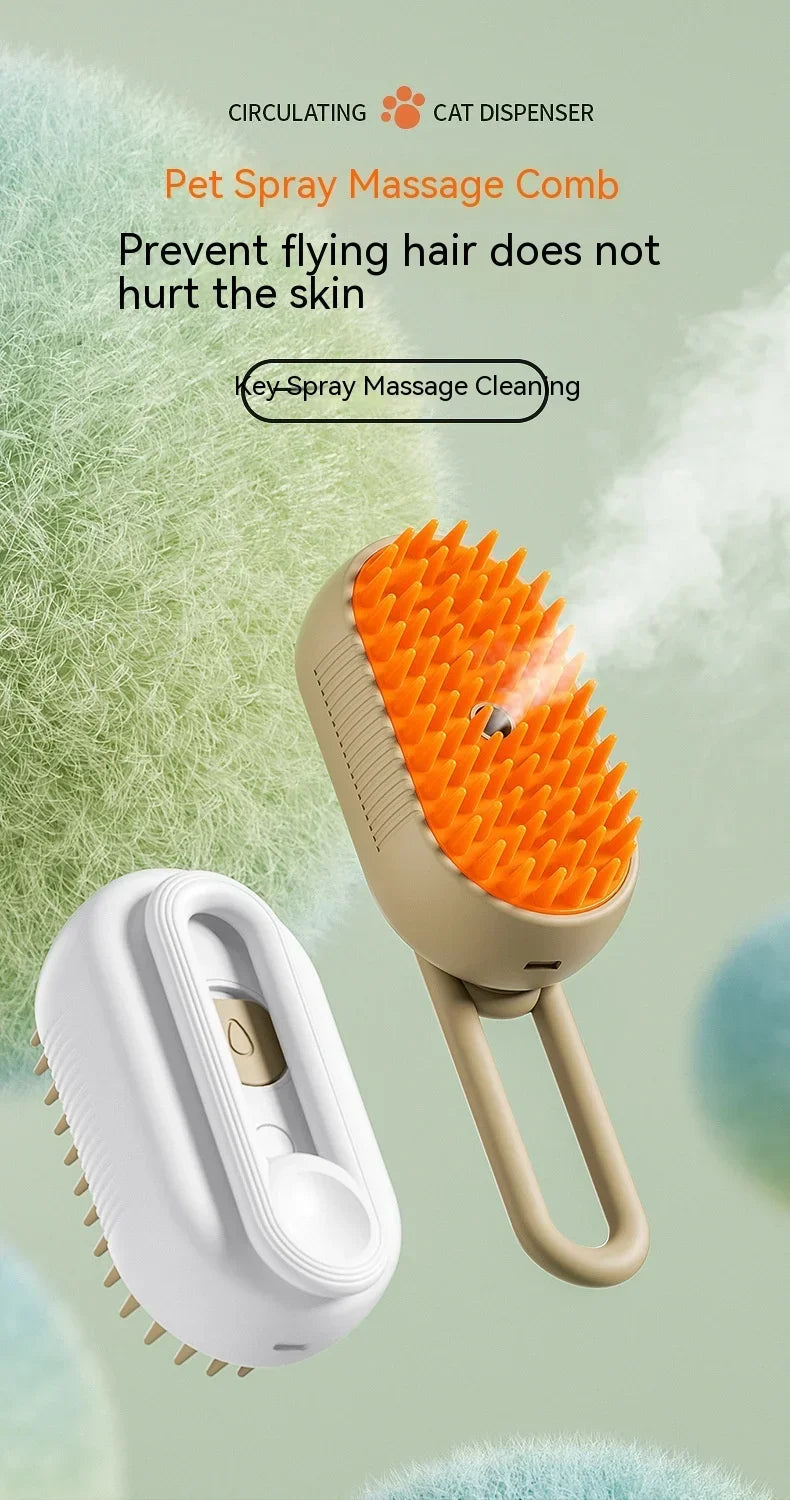 3 in 1 Pet Electric Steam Brush Cat and Dog Cleaning Spray Massage
