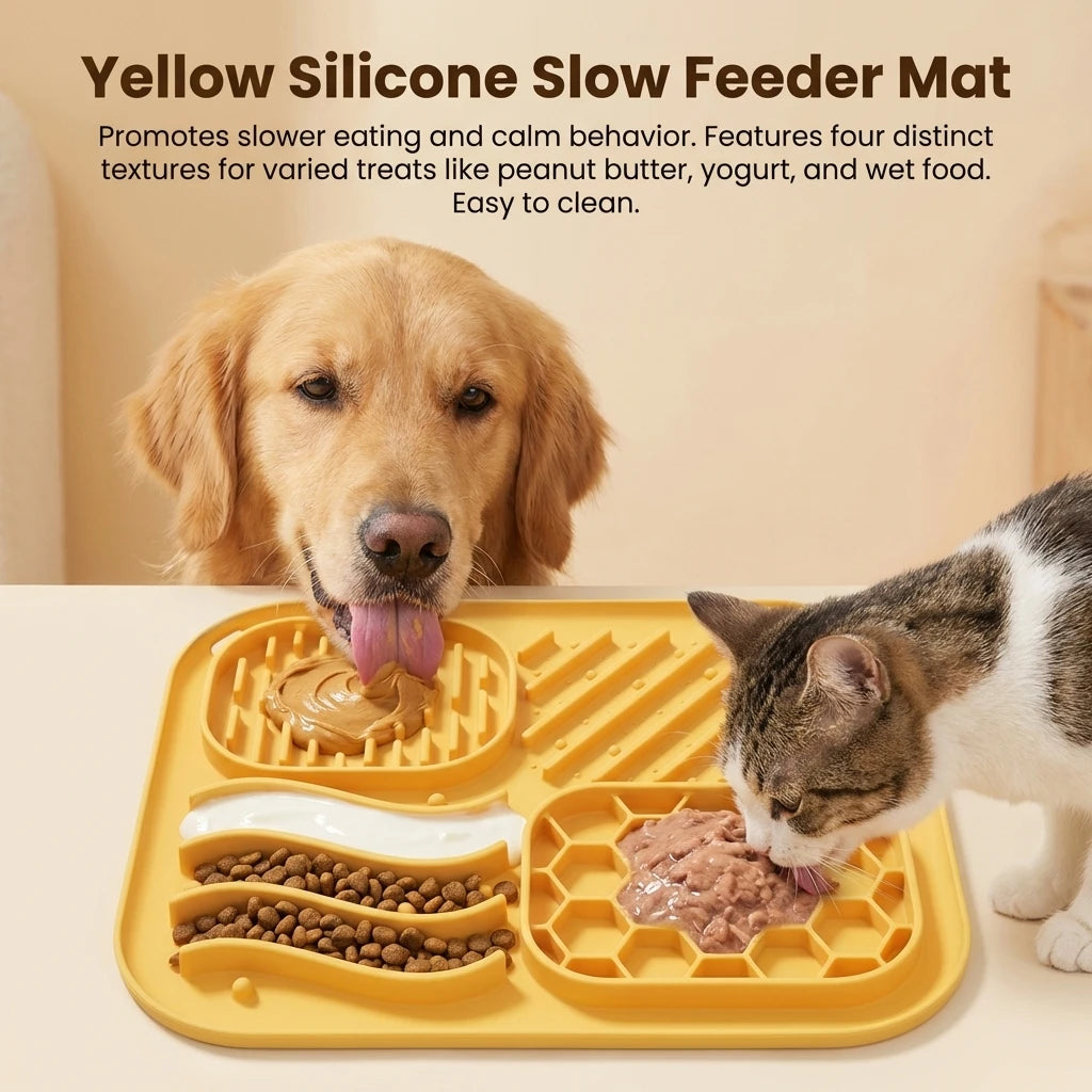 Pet Silicone Slow Feeder Licking Mat Dog Anti_Choke Suction Food