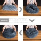 Round Pet Bed for Large Dog Bed Donut Long Plush Cat Bed for